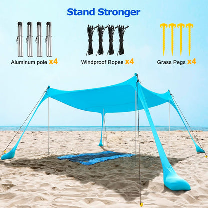 Portable Sun Shelter Beach Tent with Aluminum Frame