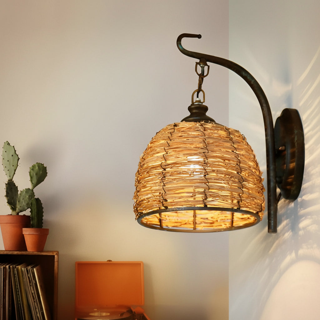 Rustic Woven Iron Wall Lamp - Cofik