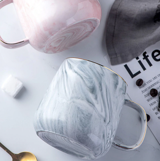 Luxury Marble Coffee Mug with Gold Accent Handle