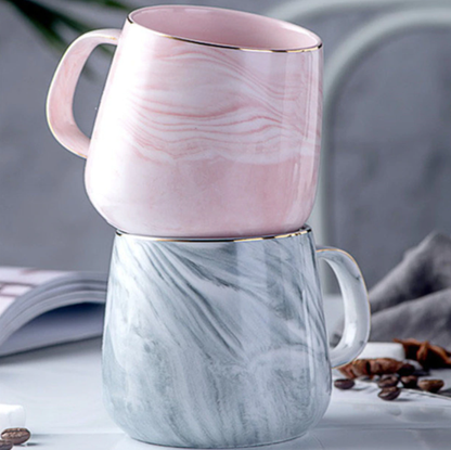 Luxury Marble Coffee Mug with Gold Accent Handle