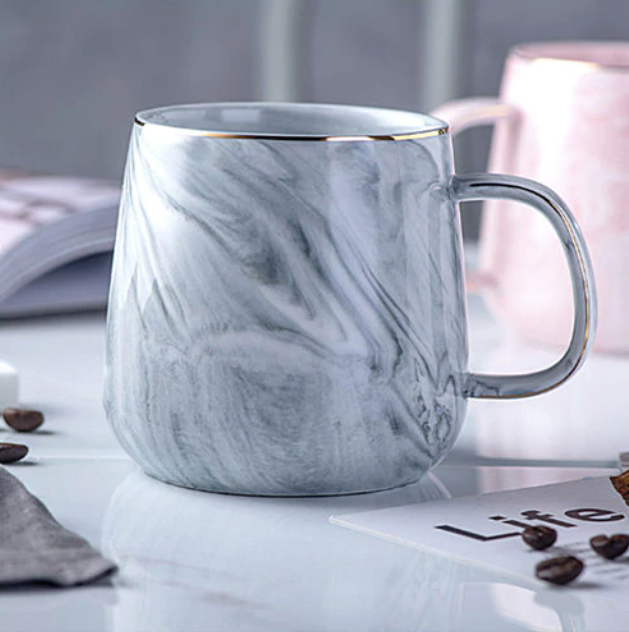Luxury Marble Coffee Mug with Gold Accent Handle - Cofik