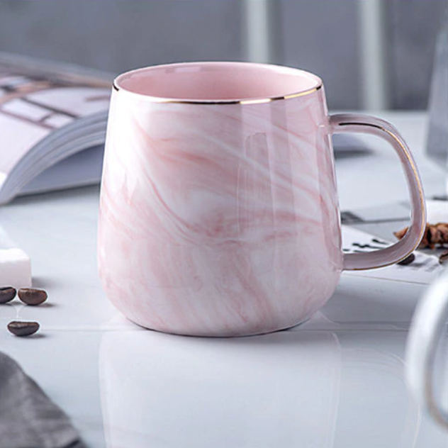 Luxury Marble Coffee Mug with Gold Accent Handle