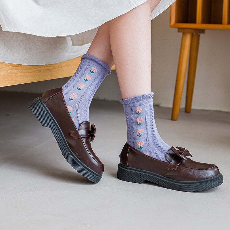 Classic Floral Pattern Ankle Socks 5 Pack