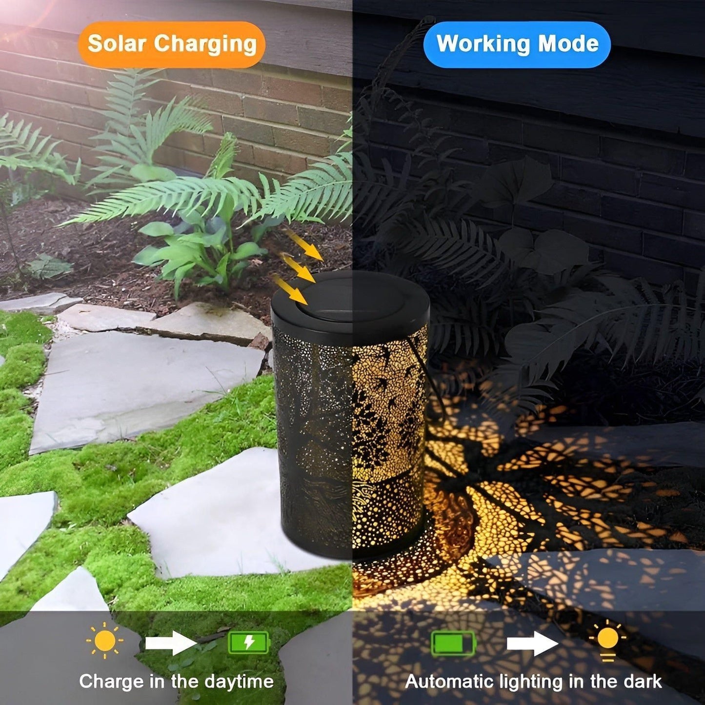 Metal Solar Powered Garden Lantern