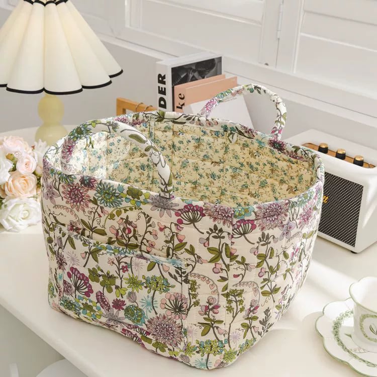 Rustic Woven Fabric Storage Basket