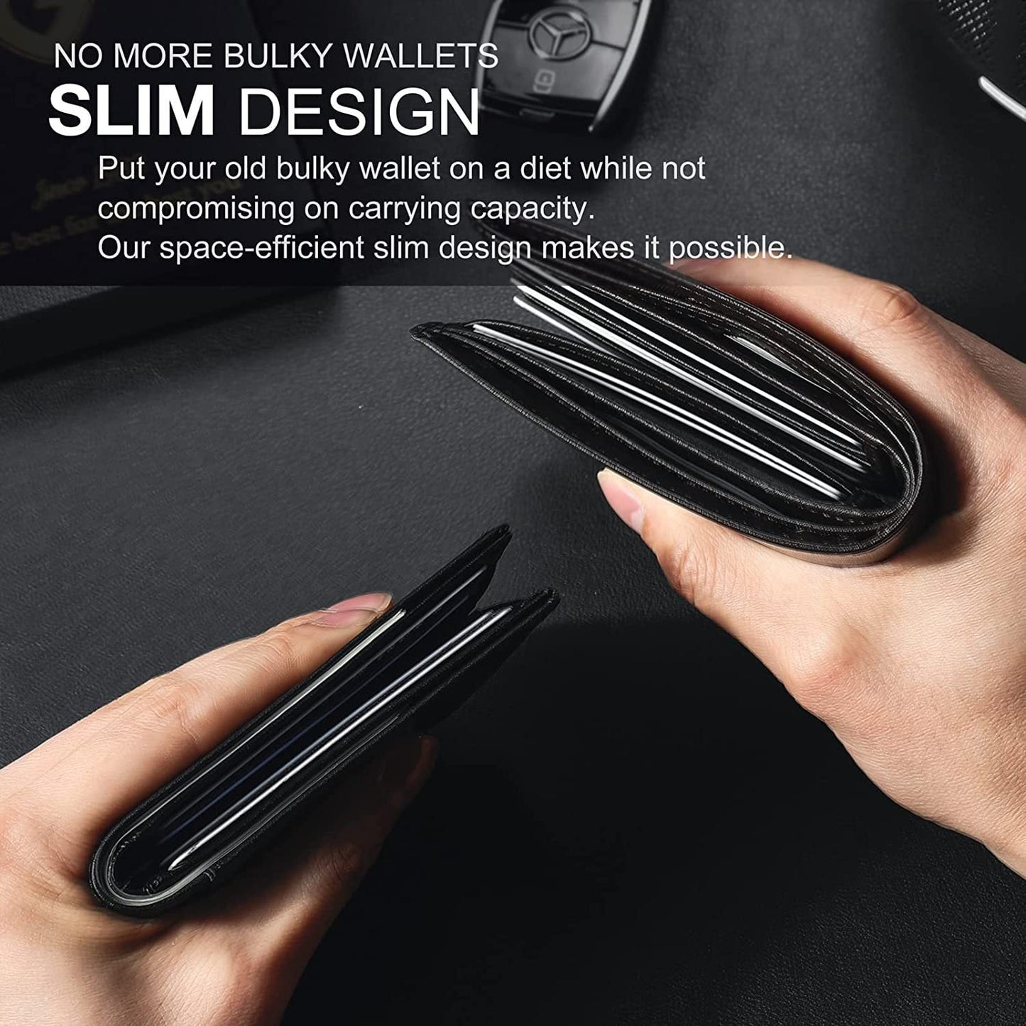Thin Leather Mens Wallet with RFID Blocking