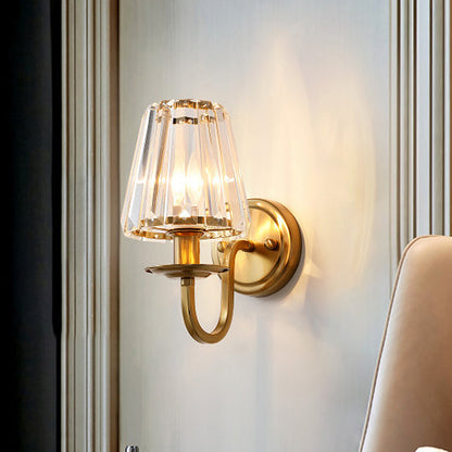 Luxury Gold Crystal Wall Lamp with Curved Arm - Cofik
