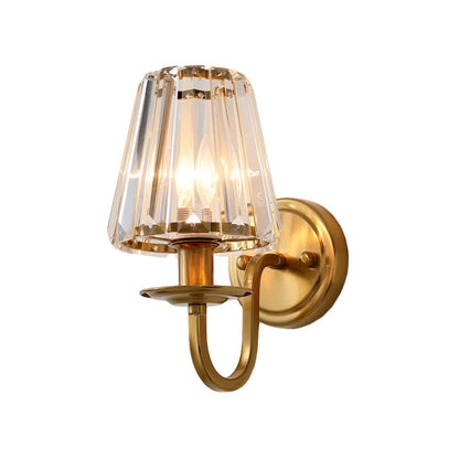 Luxury Gold Crystal Wall Lamp with Curved Arm