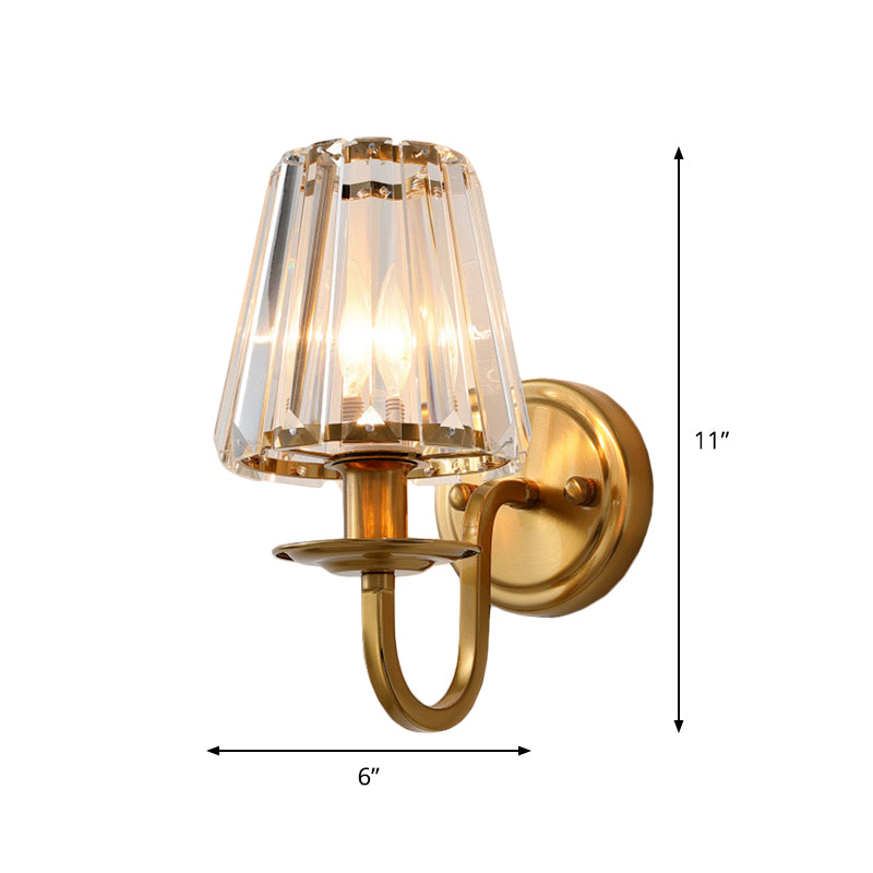 Luxury Gold Crystal Wall Lamp with Curved Arm