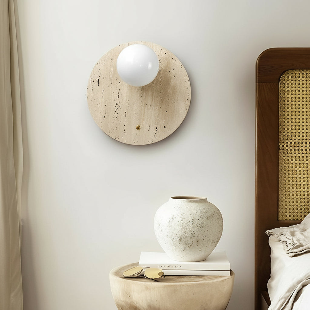 Natural Stone Wall Light - Yellow LED Sconce - Cofik