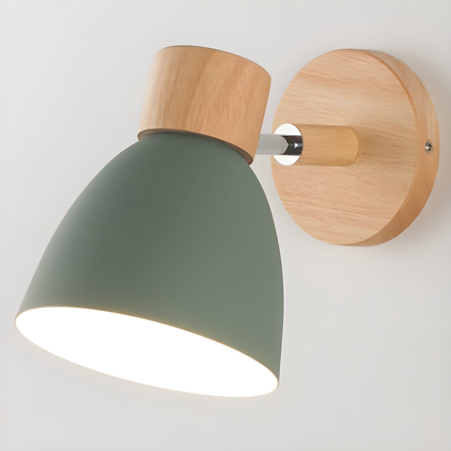 Rustic Wooden Bedroom Wall Light with Switch