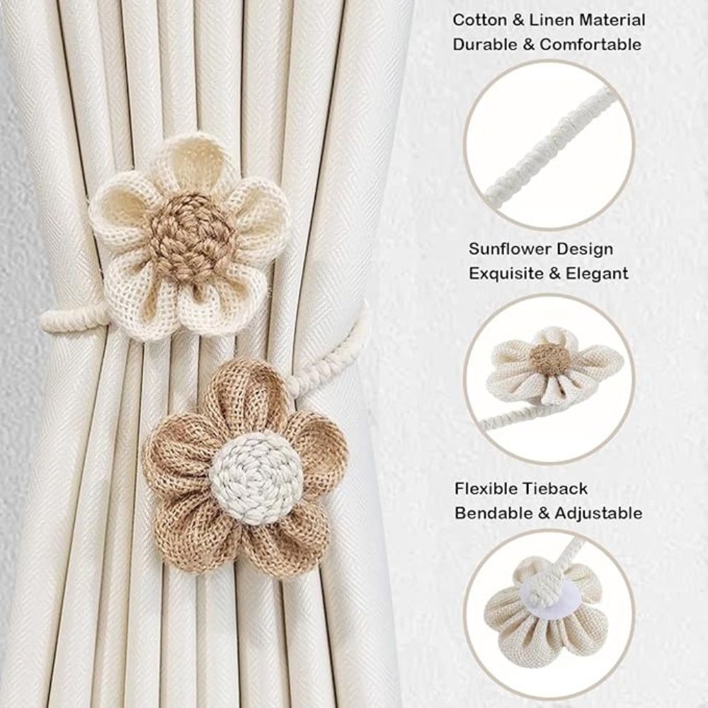 Decorative Floral Curtain Ties | 2 Piece Set
