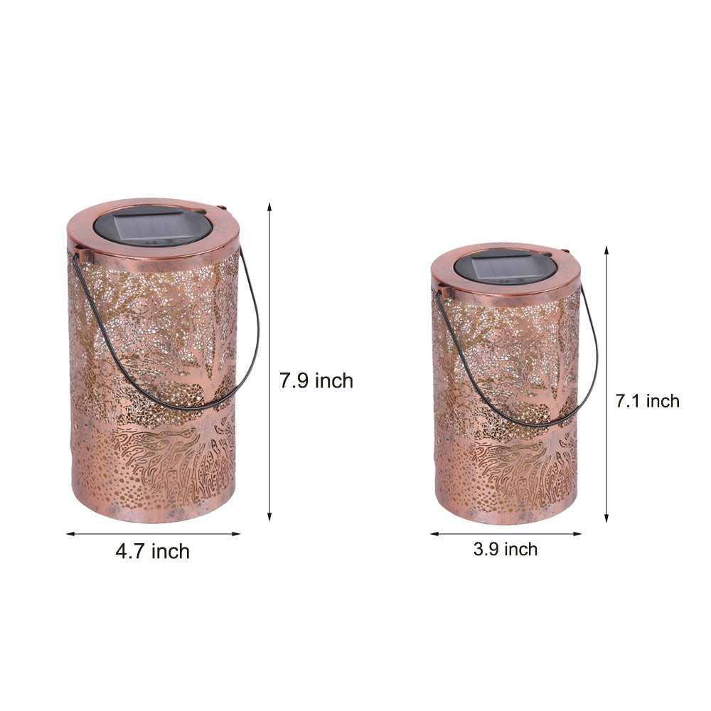 Outdoor Solar Powered Hanging Lanterns Set