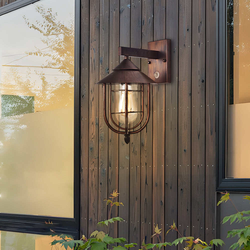 Outdoor Motion Sensor Black Wall Light Fixture