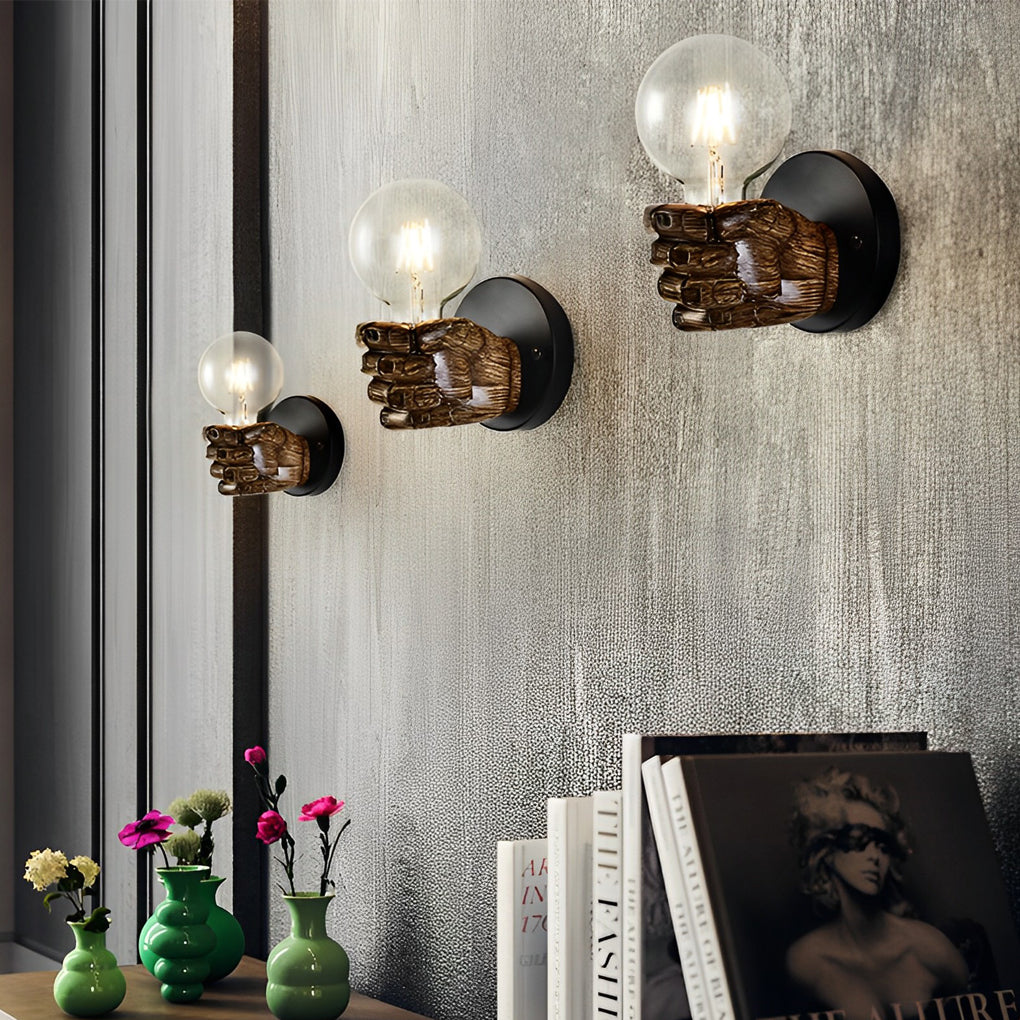 Edgy Metal Fist Wall Light Industrial Lamp Sconce
