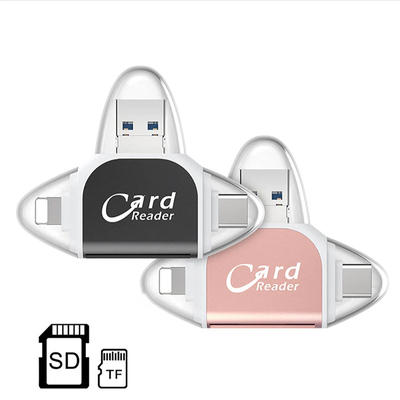 Compact 4-in-1 SD TF Memory Card Adapter