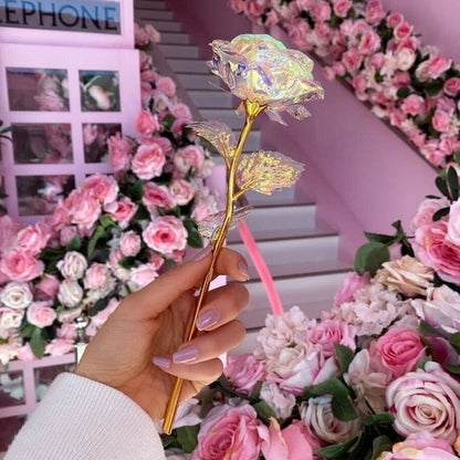 Sparkling Pink Valentine's Day Rose Figurine