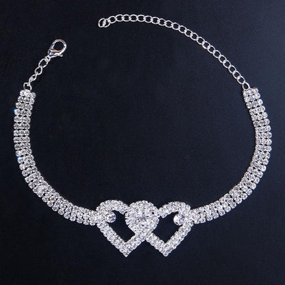 Sparkly Heart Chain Anklet