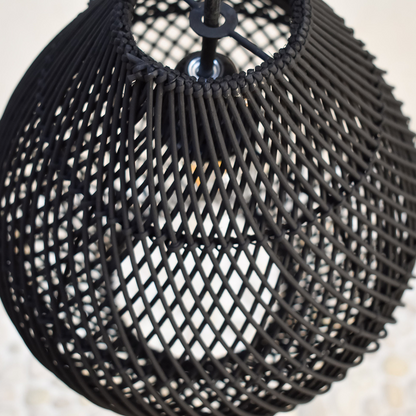 Natural Woven Rattan Black Hanging Lamp