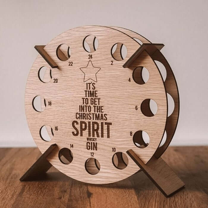 Festive Holiday Countdown Tree - Reusable Wood Wine Holder