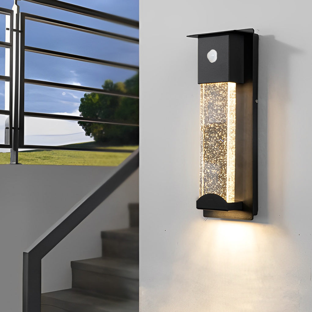 Sleek Glass Outdoor Motion Sensor LED Wall Light