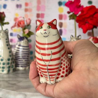 Polka Dot Kitty Ceramic Vase