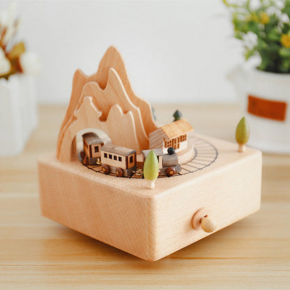 Unique Handcrafted Wood Music Box Turntable