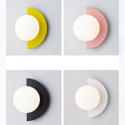 Round Glass Pendant Light with Colored Metal Base