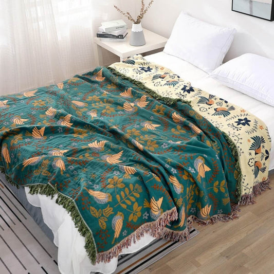 Soft Plush Bird Pattern Throw Blanket - Cofik