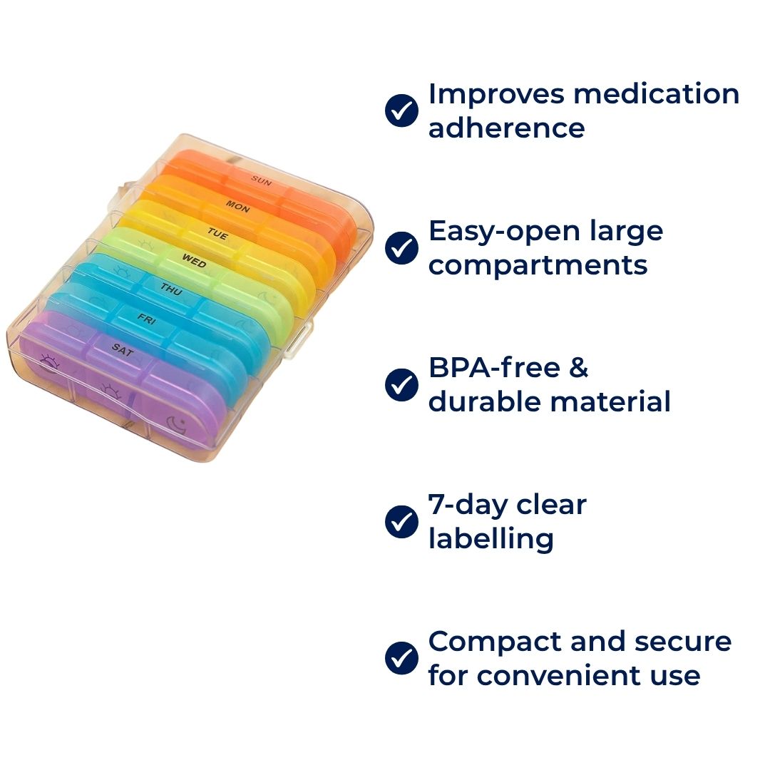 Daily Pill Box Organizer - Easy Open 7 Day Planner