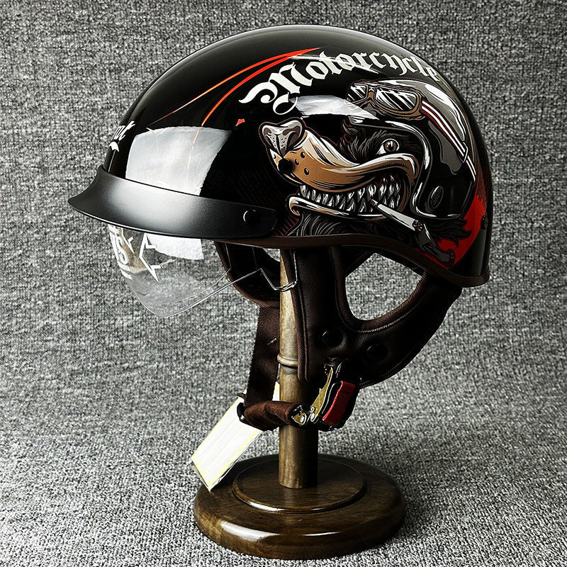 Sleek Chopper Motorcycle Helmet with Simple Style