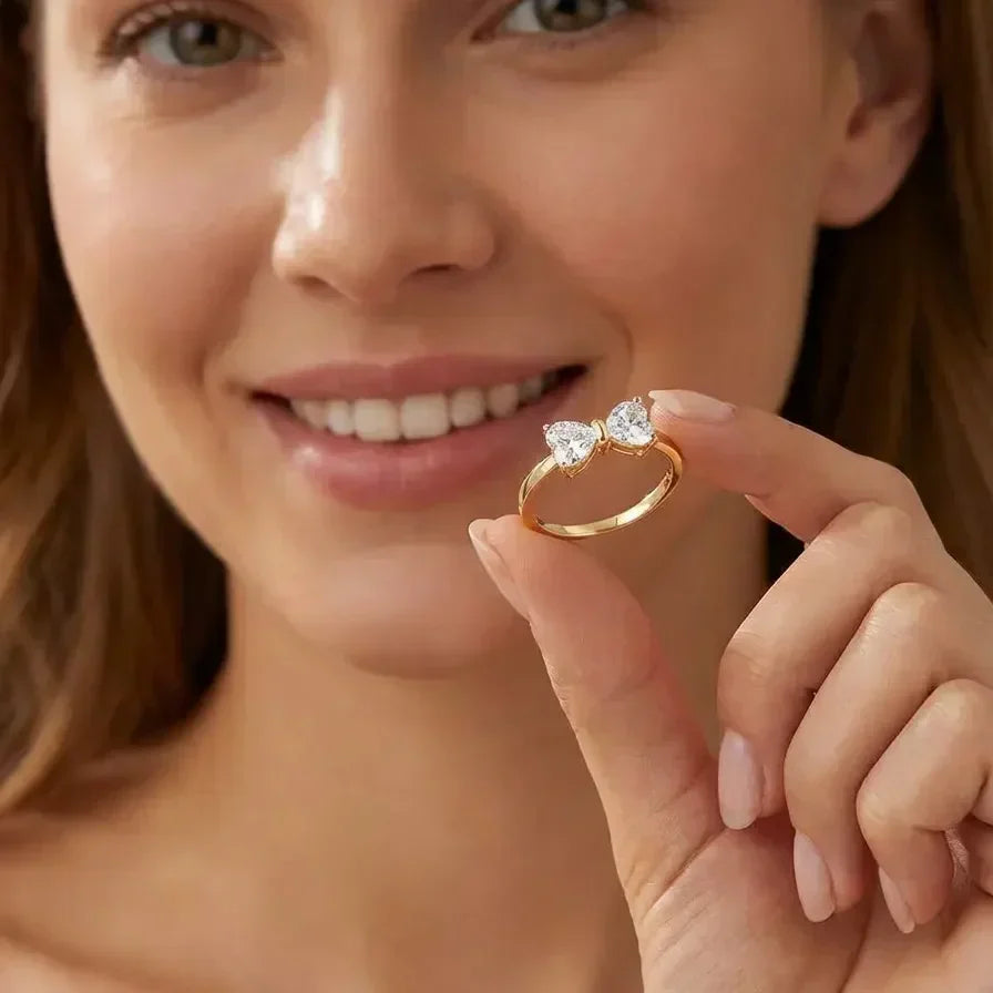 Elegant Sterling Silver Bow Moissanite Ring - Cofik