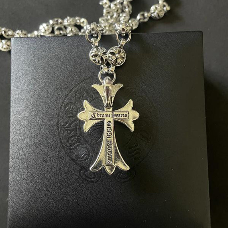 Dark Cross Silver Chain Necklace - Cofik