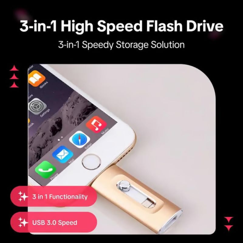 Versatile 3-in-1 USB Flash Drive for Phone and PC