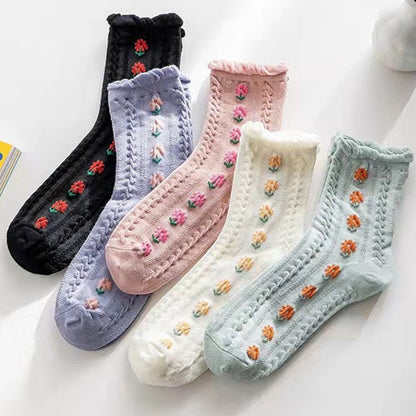 Classic Floral Pattern Ankle Socks 5 Pack