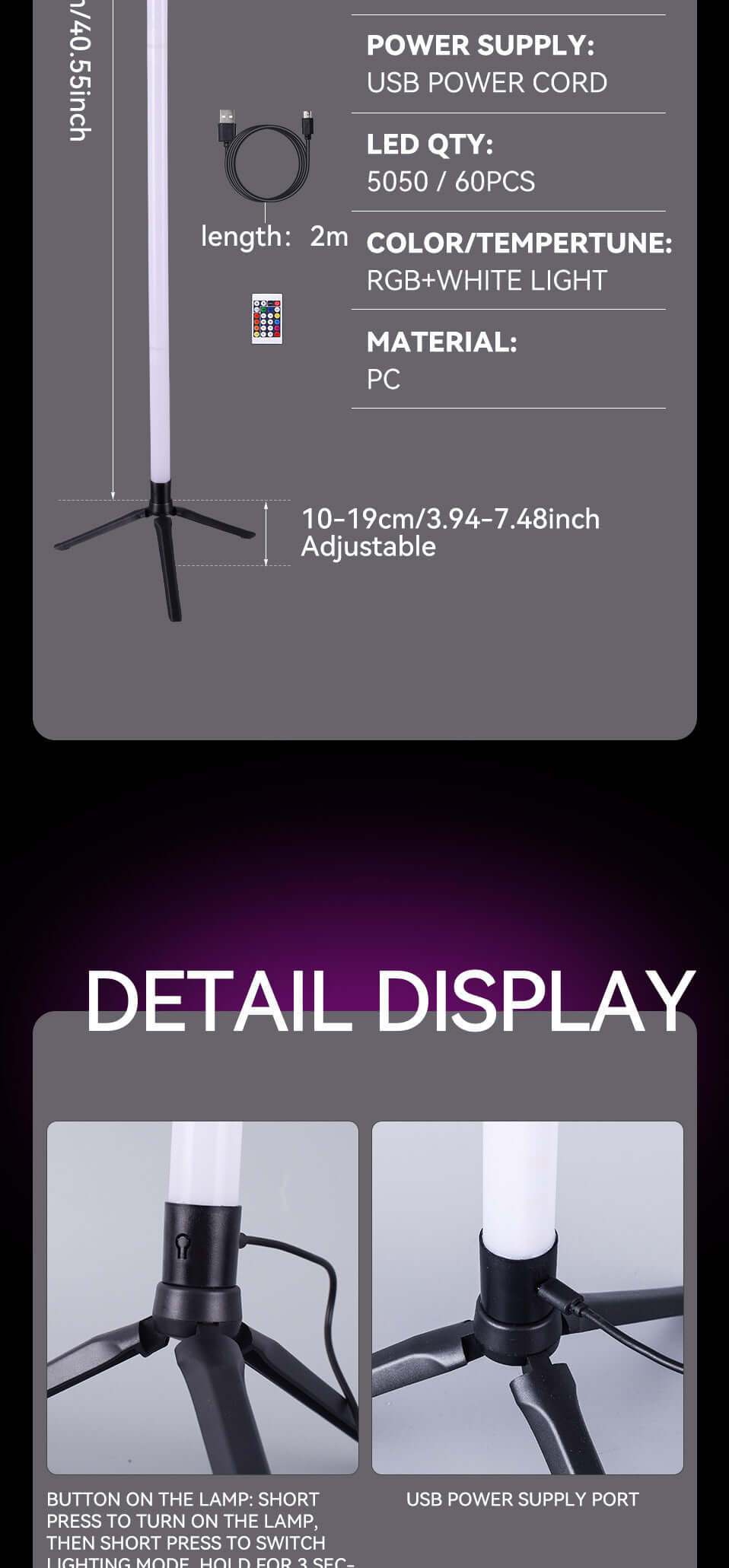 Colorful RGB Floor Lamp with Remote Control