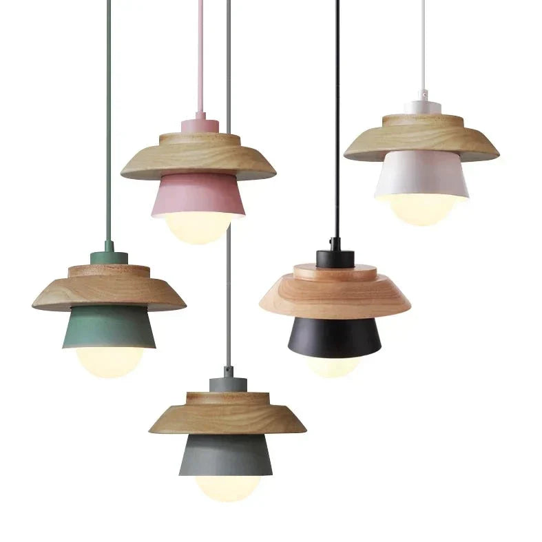 Natural Wood Drop Pendant Light - Cofik