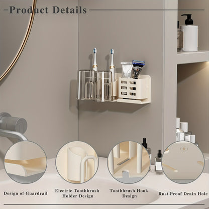 Sleek Wall Mounted Toothbrush Holder with Drainage