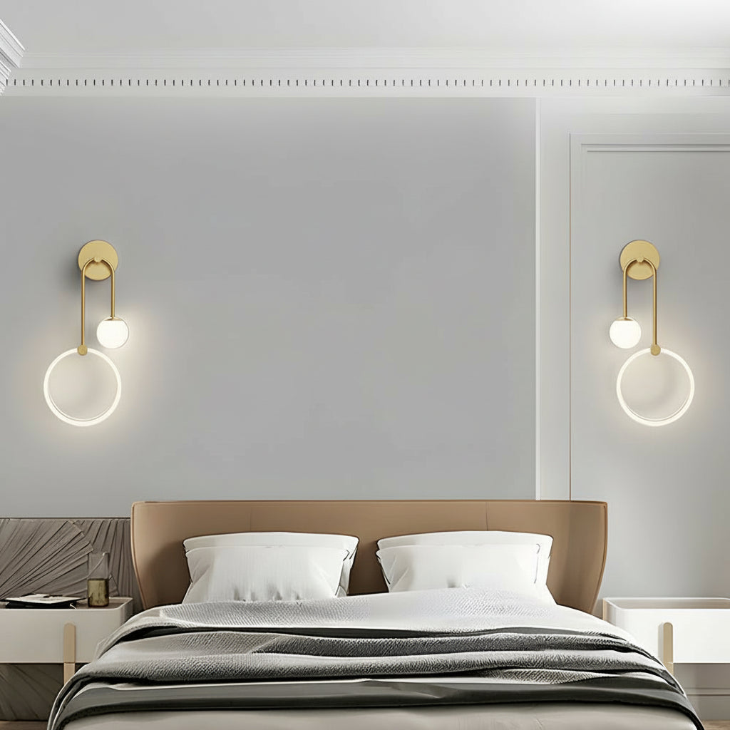 Contemporary 2-Light Gold Wall Lamp