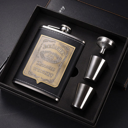 Premium Metal Whiskey Flask Gift Set