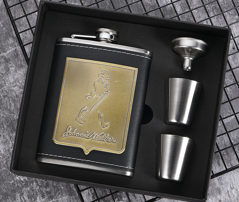 Premium Metal Whiskey Flask Gift Set