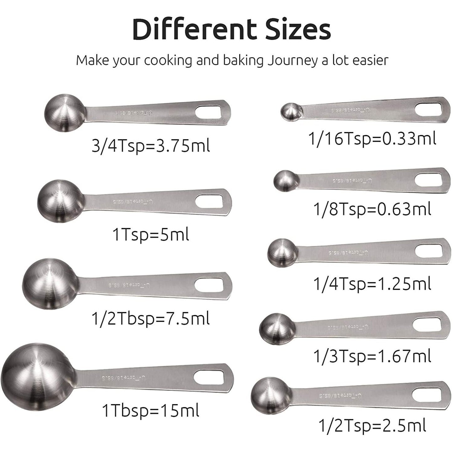 Premium 9-Piece Stainless Steel Measuring Spoon Set