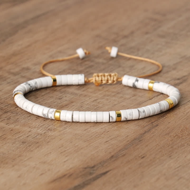 Bohemian Stone Beaded Bracelet with Natural Rollers