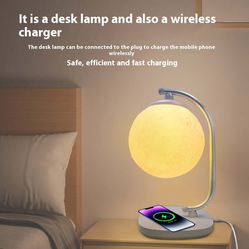 Compact Smart LED Bedside Table Lamp with Wireless Charging