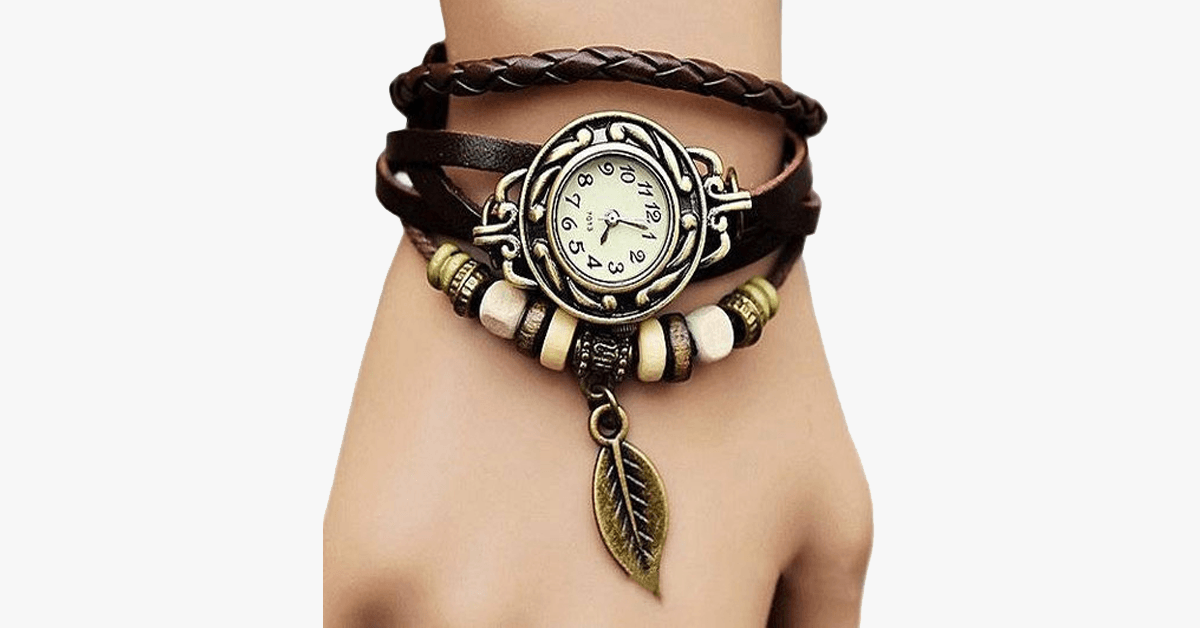 Stylish Leaf Pattern Vintage Watch - Cofik