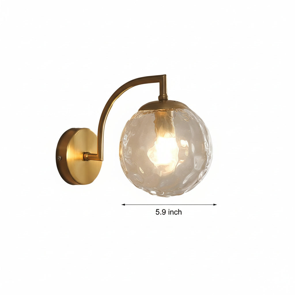 Contemporary LED Wall Light with Curved Arm Glass Shade