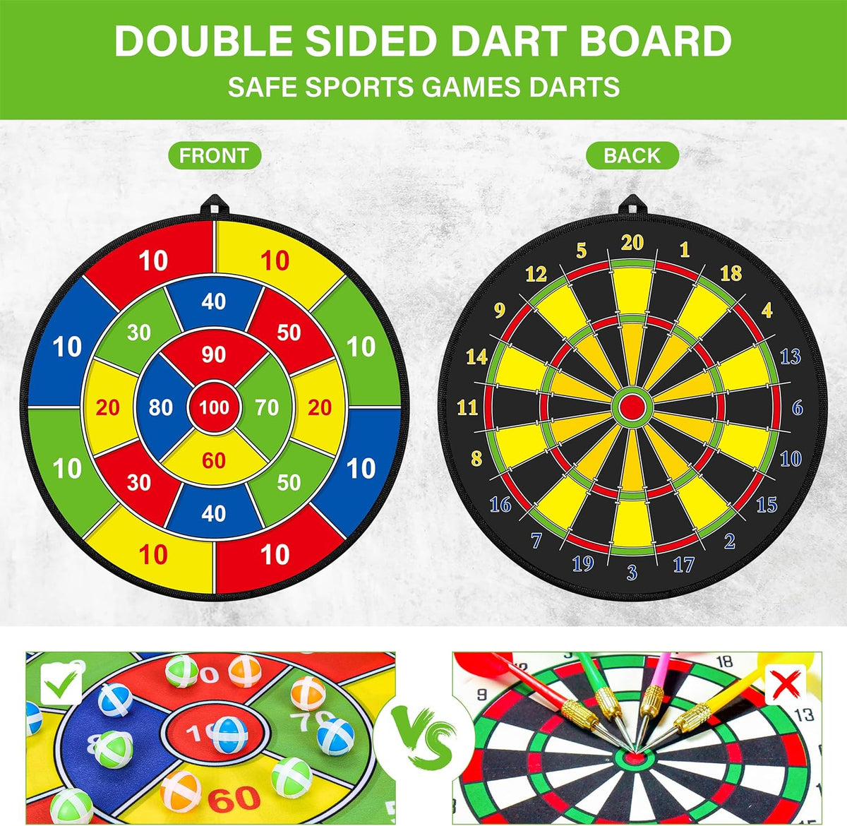 Fun Double-Sided Kids Dartboard Set