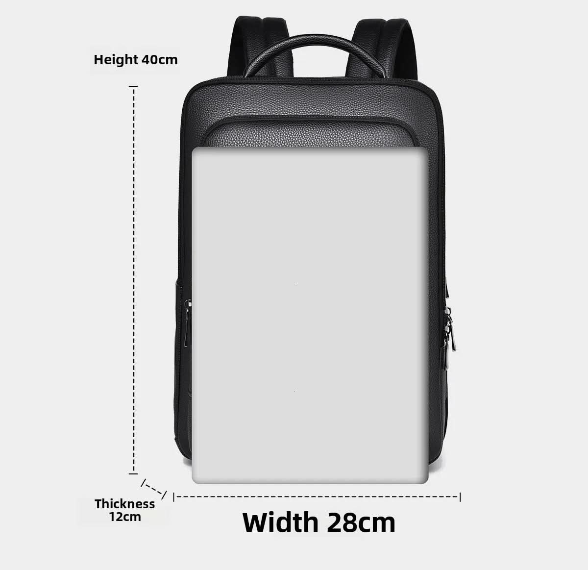 Stylish Leather Backpack with USB Port, 15.6 Inch, Black