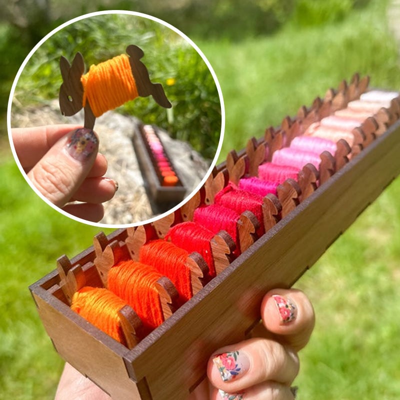 Colorful Wooden Bunny Thread Holder 16 Piece Set - Cofik