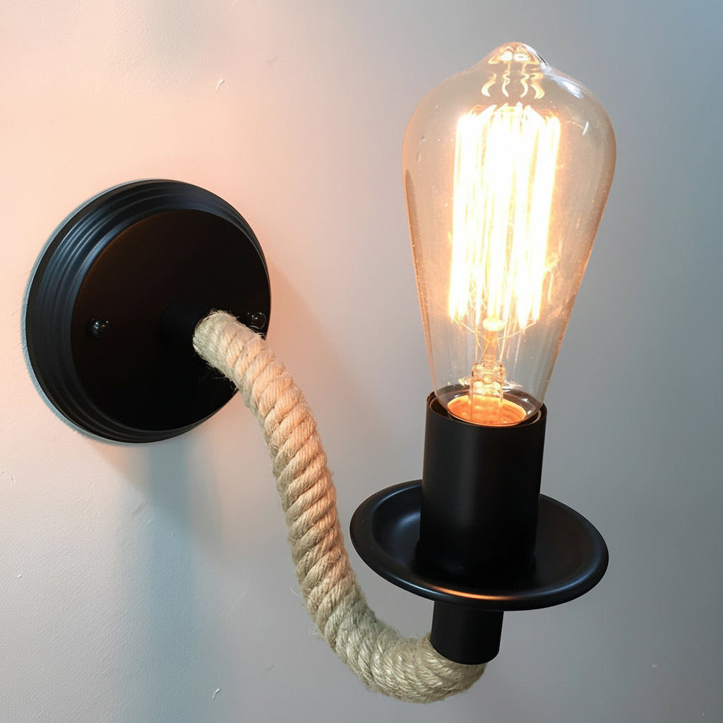 Rustic Metal Wall Light – Vintage Braided Iron Sconce